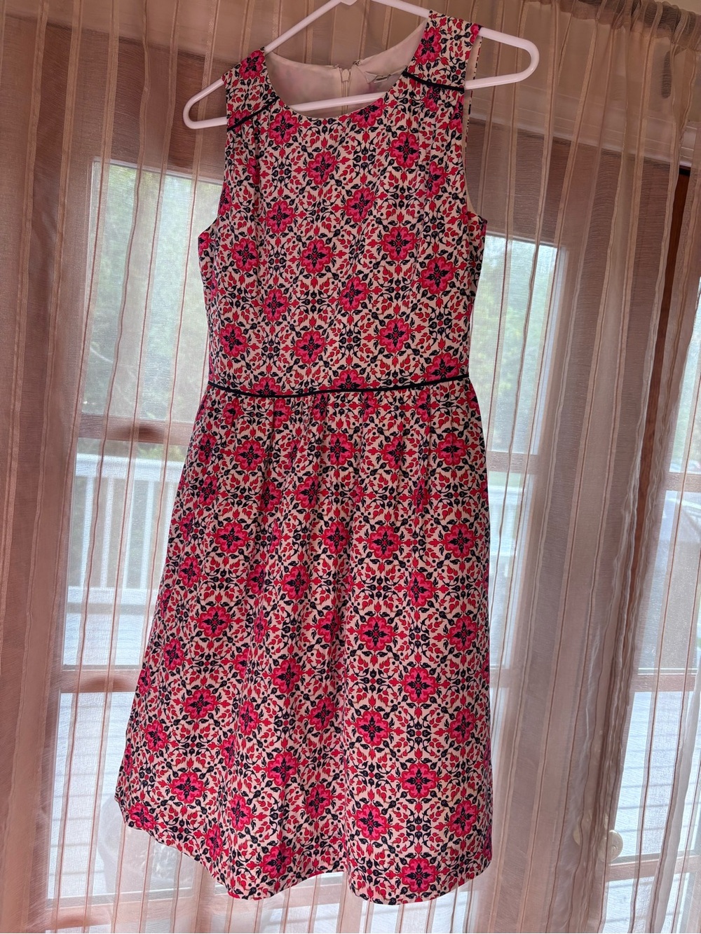 J. Crew Floral pink and navy dress size 2